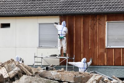 Certified asbestos removal team at work